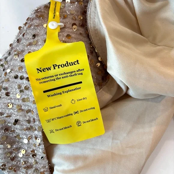 NEW Gold Prom Dress, Gold Dress, Gold Maxi Dress, Sequin Dress, Size 14/Large - Picture 7 of 11